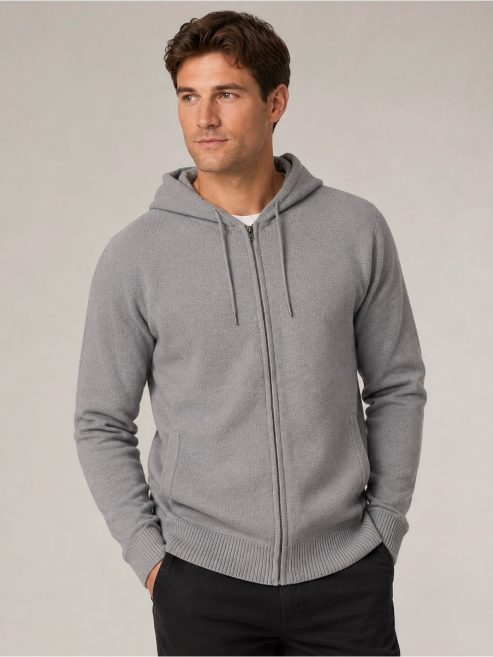 Modern Ambition Mens XL Blue‎ Full Zip Hooded Recycled Knit Sweater Hoodie NEW